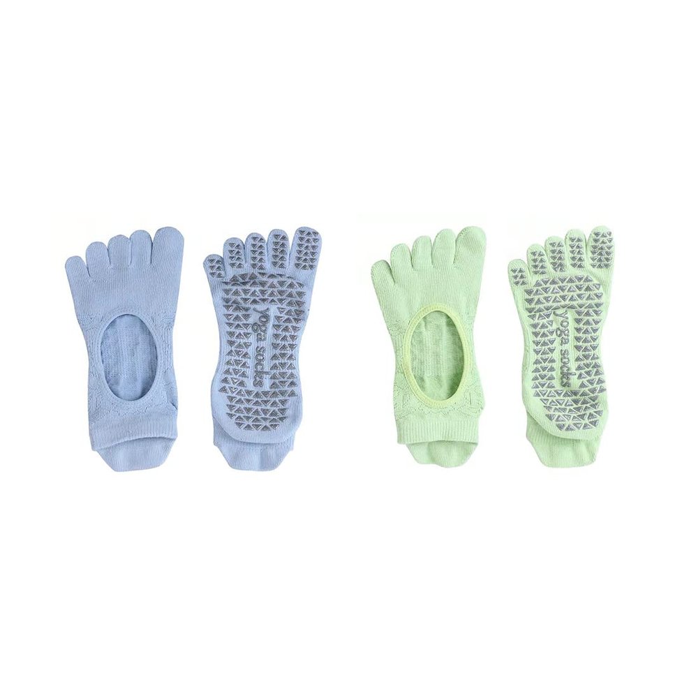 HRUIFENG Women's Five-Toed Non-Slip Toe Socks, Suitable For Ballet, Yoga, Pilates, Barre Fitness Non-Slip Socks. 2 Pairs (set-B), 5-10