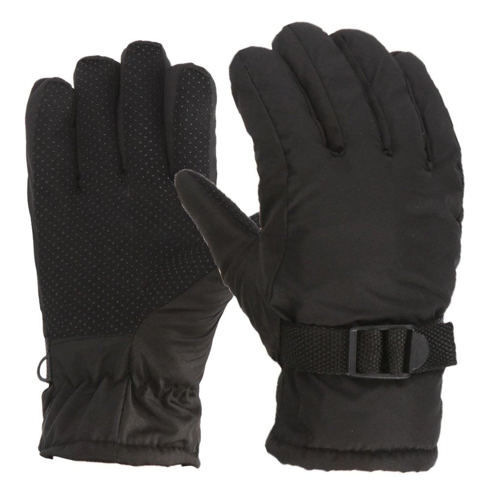 POLG Kids Winter Gloves Thermal Ski Gloves Waterproof Warm Snow Gloves Adjustable Windproof for Boys and Girls (Black, 4-8 Years)