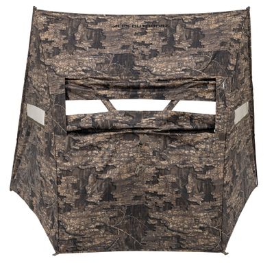ALPS OutdoorZ Dash Camo Panel Hunting Blind with Hybrid 2 Person Ground Pop Up Design for Quick Deployment, Wide Window, and Interior Mesh Pocket, Realtree Timber
