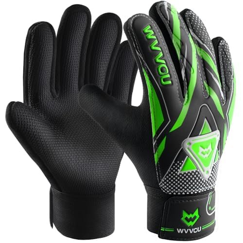 WVVOU Goalkeeper Gloves for Kids Youth, Soccer Goalie Gloves with Double Protection, Anti-Slip Soccer Gloves, Super Grip