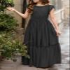 MITILLY Girls Lace Flower Ruffle Sleeve A-Line Swing Wedding Party Long Maxi Dress with Pockets 8 Years Black, Kid view 3