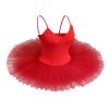 AFAVOM Ballet Leotards for Women Hard Organdy Platter Tutu Dance Leotards Adult Professional Swan Lake Ballerina Costume Gymnastics Spaghetti Shoulder Strap Bodysuit Classic Pancake Skirt Red Small view 2