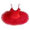 AFAVOM Ballet Leotards for Women Hard Organdy Platter Tutu Dance Leotards Adult Professional Swan Lake Ballerina Costume Gymnastics Spaghetti Shoulder Strap Bodysuit Classic Pancake Skirt Red Small view 3