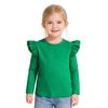 ZFZDRen 12M-14Y Toddler Baby Girls T Shirt Solid Color Blouse Ruffle Top Cotton Casual Tees Plain Shirt (6-7 Years, E047) view 1