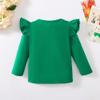 ZFZDRen 12M-14Y Toddler Baby Girls T Shirt Solid Color Blouse Ruffle Top Cotton Casual Tees Plain Shirt (6-7 Years, E047) view 3