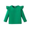 ZFZDRen 12M-14Y Toddler Baby Girls T Shirt Solid Color Blouse Ruffle Top Cotton Casual Tees Plain Shirt (6-7 Years, E047) view 4