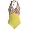 Women's Swimsuits One Piece Tankini Bathing Suits Ruched Bathing Suits Deep V Neck Swimwear Yellow Flower view 4