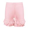 JanJean Toddler Girls Elastic Waist Layered Ruffle Hem Shorts Solid Color Athletic Dance Shorts for Gymnastic Modern Dancewear Pink 1-2 Years view 1