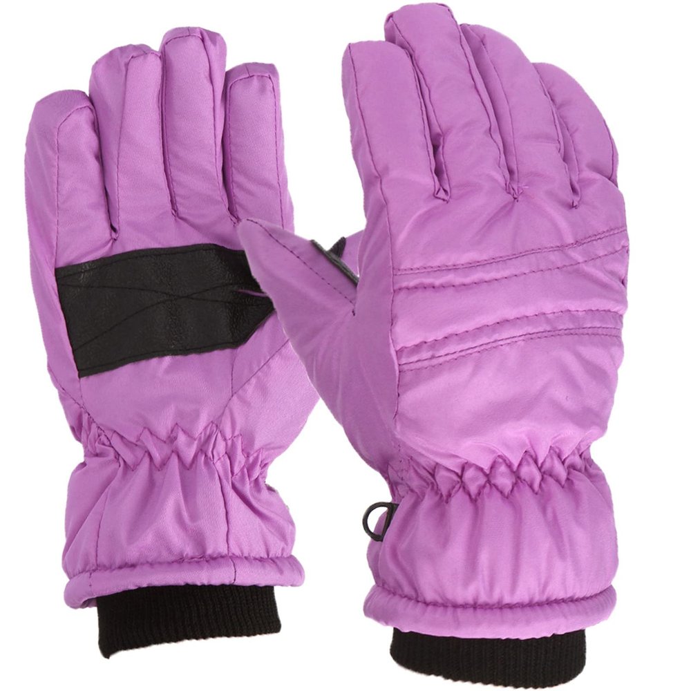 Kids Snow Gloves Winter Waterproof Ski Mittens Warm Thicken Breathable Windproof Gloves for Boys Girls Kids (Purple, 4-8 Years)