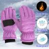 Kids Snow Gloves Winter Waterproof Ski Mittens Warm Thicken Breathable Windproof Gloves for Boys Girls Kids (Purple, 4-8 Years) view 3