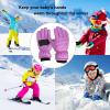 Kids Snow Gloves Winter Waterproof Ski Mittens Warm Thicken Breathable Windproof Gloves for Boys Girls Kids (Purple, 4-8 Years) view 4
