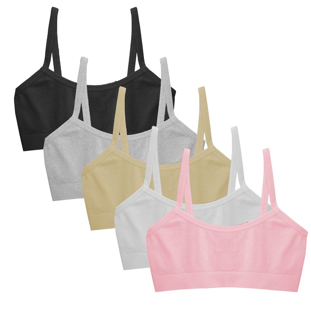 Popular Girls Seamless Training Bra - Crop Sports Bra 5PK Basics XL