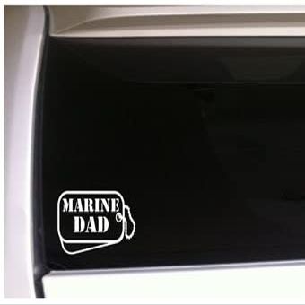 Marine Dad Dog Tags Car Decal Laptop Skateboard Water Bottles Car Phone Bicycle Luggage Decal for Teens Adults Kids Military Support Troops Heart Mom Veteran Love War Vet