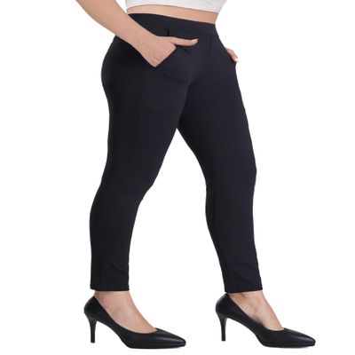 Bamans Black Dress Pants for Women Skinny High Waisted Work Business Office Tummy Control Trousers 29" Inseam Stretchy Formal Slacks Small