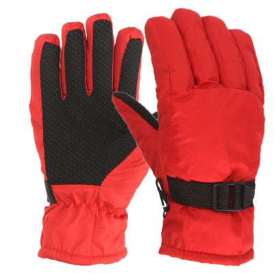 POLG Kids Winter Gloves Thermal Ski Gloves Waterproof Warm Snow Gloves Adjustable Windproof for Boys and Girls (Red, 4-8 Years)