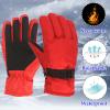 POLG Kids Winter Gloves Thermal Ski Gloves Waterproof Warm Snow Gloves Adjustable Windproof for Boys and Girls (Red, 4-8 Years) view 4