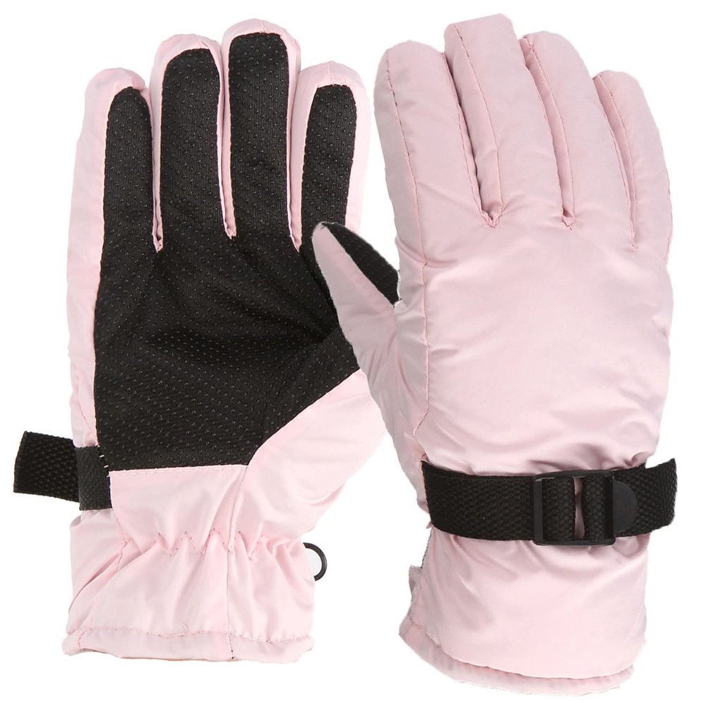 POLG Kids Winter Gloves Thermal Ski Gloves Waterproof Warm Snow Gloves Adjustable Windproof for Boys and Girls (White, 4-8 Years)