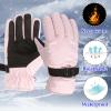 POLG Kids Winter Gloves Thermal Ski Gloves Waterproof Warm Snow Gloves Adjustable Windproof for Boys and Girls (White, 4-8 Years) view 4