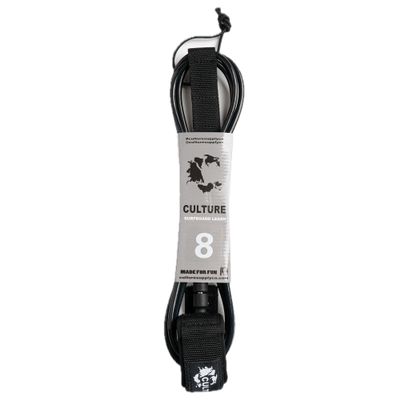 Culture Supply Surfboard Surf Leash (6 Sizes - 5 Colors): 6ft Comp | 6 ft Reg | 7ft | 8ft | 9ft | 10ft (Black, 8ft (7mm Cord))