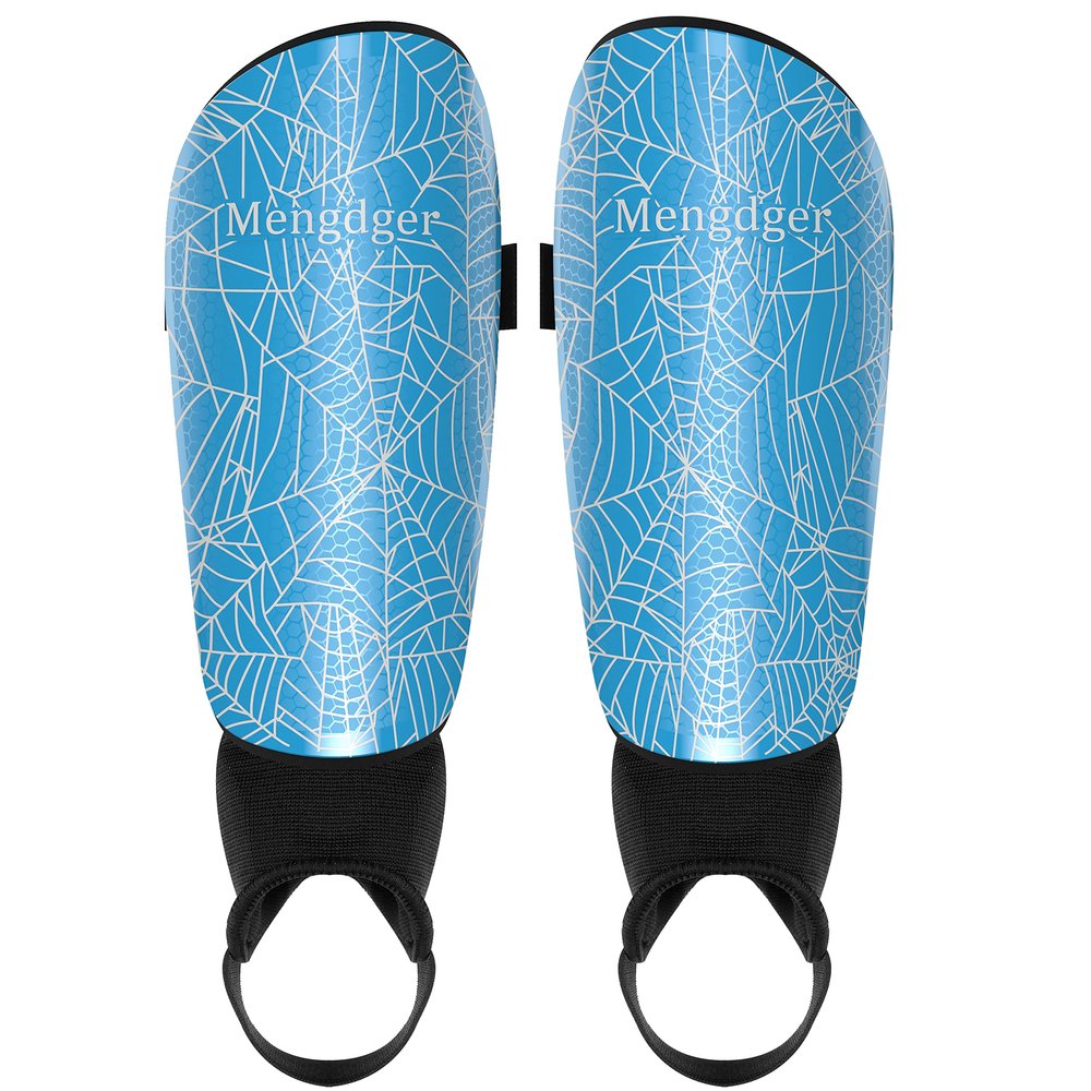 Shin Guards Soccer Youth Kids with Ankle Support Boys Girls Toddler Shin Pads Sleeves EVA Cushion Protection Reduce Shocks Injurie Calf Protective Gear for 4 5 6 7 8 9 10 11 12 Years Old (M, Blue)