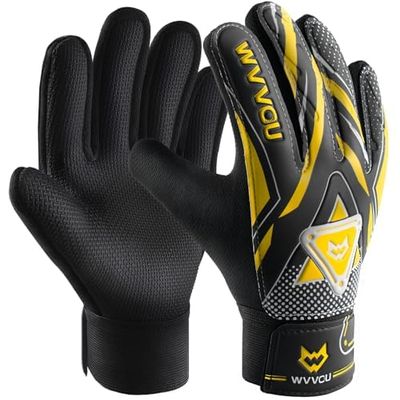 WVVOU Goalkeeper Gloves for Kids Youth, Soccer Goalie Gloves with Double Protection, Anti-Slip Soccer Gloves, Super Grip