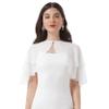 Loloda Women Ruffle Chiffon Shoulder Cape Shawl Evening Party Wedding Dress Cover Up Wrap Top White One Size view 1