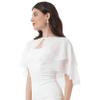 Loloda Women Ruffle Chiffon Shoulder Cape Shawl Evening Party Wedding Dress Cover Up Wrap Top White One Size view 2