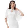 Loloda Women Ruffle Chiffon Shoulder Cape Shawl Evening Party Wedding Dress Cover Up Wrap Top White One Size view 4