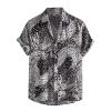 QWENTMTNTY Beach Shirts for Men Short Sleeve Summer Print Casual Loose Fit T Shirt Big and Tall Button Up Hawaiian Shirts Black view 1