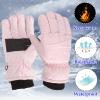 Kids Snow Gloves Winter Waterproof Ski Mittens Warm Thicken Breathable Windproof Gloves for Boys Girls Kids (Pink, 4-8 Years) view 4