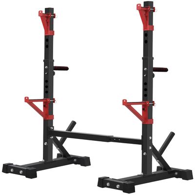 CANPA Squat Rack, Adjustable Barbell Rack Strength Training Barbell Stand with Dip Station Multi-Function Squat Stand Equipment for Home Gym Fitness 600Lbsred