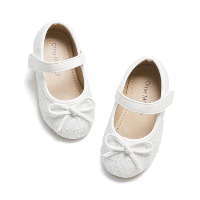 Otter MOMO Toddler/Little Girls Mary Jane Ballerina Flats Shoes Slip-on School Party White Dress Shoes Size 1