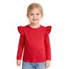 ZFZDRen 12M-14Y Toddler Baby Girls T Shirt Solid Color Blouse Ruffle Top Cotton Casual Tees Plain Shirt (5-6 Years, D047) view 1