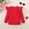ZFZDRen 12M-14Y Toddler Baby Girls T Shirt Solid Color Blouse Ruffle Top Cotton Casual Tees Plain Shirt (5-6 Years, D047) view 2
