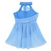 Sxiwei Girls One Piece Ballroom Ballet Dance Chiffon Leotard Halter Neck Lyrical Contemporary Dance Dress Light_Blue 14 Years view 4