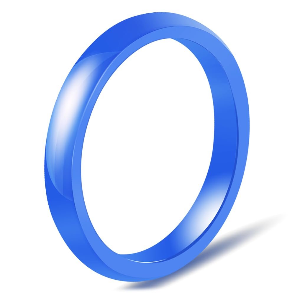 3mm 6mm 8mm Black/White Ceramic Rings for Men Women Comfort Fit Engagement Wedding Promise Band Ring Size 4-12 (3mm Blue, 10)