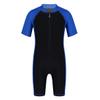 Fldy Kids Boys Girls One Pieces Swimsuit Short Sleeve Shorty Wetsuit UPF 50+ UV Protection Rashguard Shirts Bathing Suit Blue&Black 5-6 Years view 1