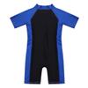 Fldy Kids Boys Girls One Pieces Swimsuit Short Sleeve Shorty Wetsuit UPF 50+ UV Protection Rashguard Shirts Bathing Suit Blue&Black 5-6 Years view 4
