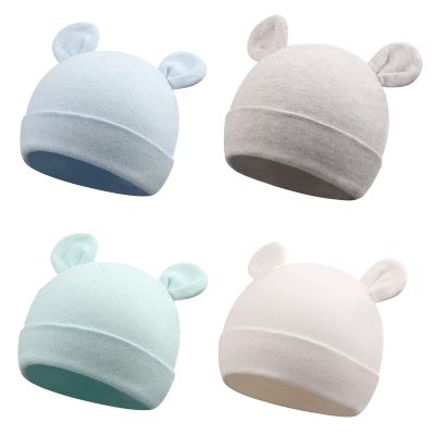 Cotton Newborn Baby Girls Hat Spring Newborn Boys Hat Cute Rabbit Infant Beanie (Blue+Gray+White+Green, Preemie-Newborn)