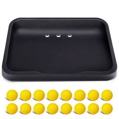 CHAMPKEY Heavy Duty Rubber Golf Ball Tray with 16 Foam Golf Balls | Excellent Durability and Stability for Indoor and Outdoor Training
