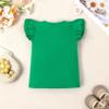 ZFZDRen 12M-7Y Toddler Baby Girls T Shirt Solid Color Blouse Ruffle Top Cotton Casual Tees Plain Shirt (2-3 Years, e048) view 3