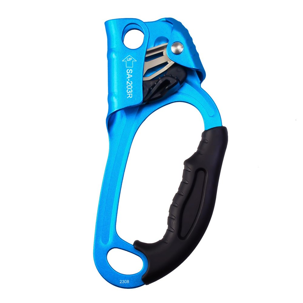 S.E.PEAK UIAA & CE Certified Climbing Rappelling Equip Hand Ascender for 8-13mm Rope Right Hand Blue