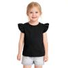 ZFZDRen 12M-7Y Toddler Baby Girls T Shirt Solid Color Blouse Ruffle Top Cotton Casual Tees Plain Shirt (2-3 Years, A048) view 1