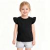 ZFZDRen 12M-7Y Toddler Baby Girls T Shirt Solid Color Blouse Ruffle Top Cotton Casual Tees Plain Shirt (2-3 Years, A048) view 2