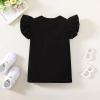 ZFZDRen 12M-7Y Toddler Baby Girls T Shirt Solid Color Blouse Ruffle Top Cotton Casual Tees Plain Shirt (2-3 Years, A048) view 3
