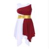 Aislor Women's Asymmetrical Liturgical Praise Dance Dress Tunic Sleeveless Color Block Lyrical Dance Costume Burgundy Medium view 4