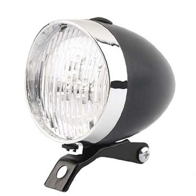 Froiny 1pcs Retro Vintage Bicycle 3led Front Light Headlight Safety Warning Night Light Bike Decoration Black Silver