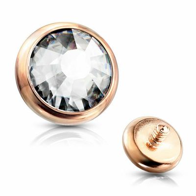 NineFit Basics 3 Pc 14G Rose Gold CZ Flat Dome Dermal Anchor Tops - 3, 4 & 5 mm