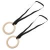 1 Pair of Adjustable Buckle Straps, 330-Pound Wooden Belt Gymnastics Rings, Pull-Up Training Rings, Suitable for Fitness view 1