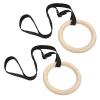 1 Pair of Adjustable Buckle Straps, 330-Pound Wooden Belt Gymnastics Rings, Pull-Up Training Rings, Suitable for Fitness view 2